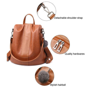 PREMIUM Premium Leather Three Way Anti-Thief Women's Backpack