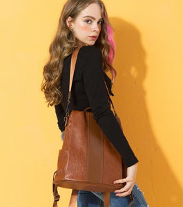 PREMIUM Premium Leather Three Way Anti-Thief Women's Backpack